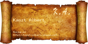 Kaszt Albert névjegykártya